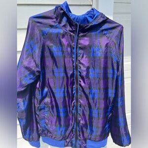 blue and purple reversible jacket